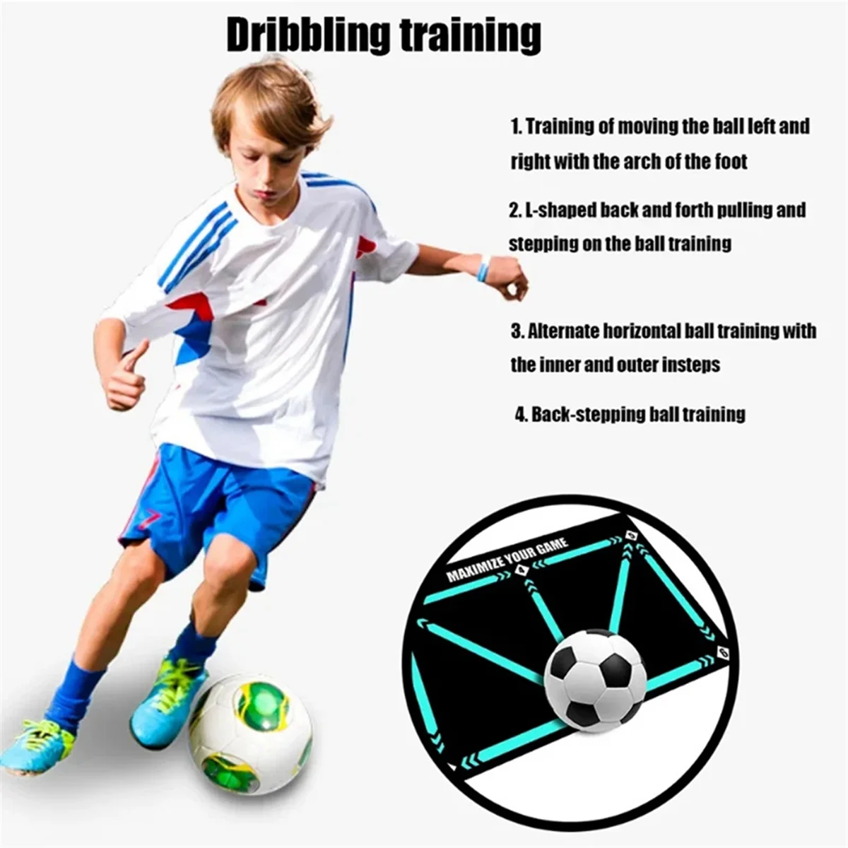 

Training MatFootball Footstep Training Mat,Soccer Training Mat,Anti-Skid Shock Absorption Training Mat