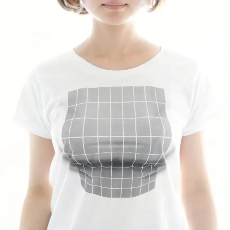 Y2k Increase Boobs Optical Illusion Women T Shirt 3d Printed Funny Tshirt Cotton Graphic Tee Womens Clothing 90s Gothi Clothes