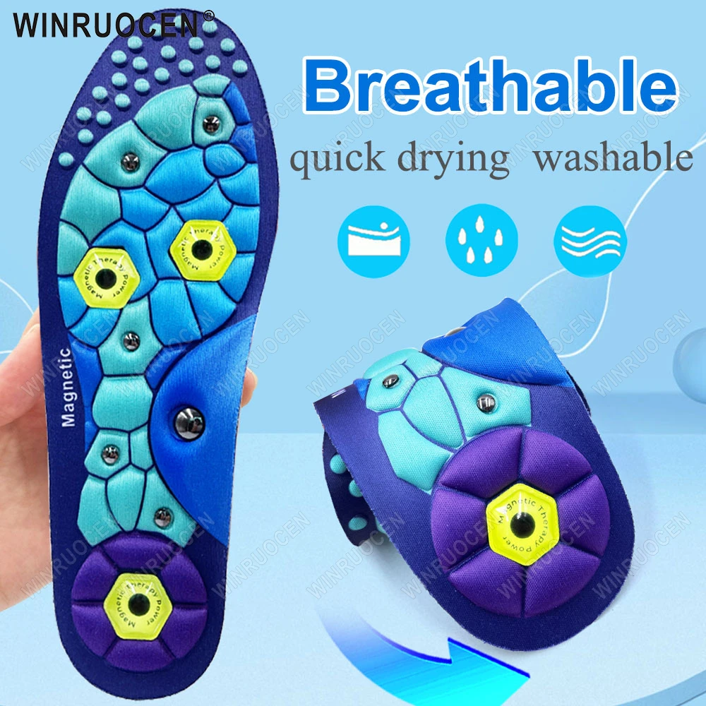 

New Magnetic Comfortable Acupoint Massage Insoles Men Women EVA Foot Massage Sports Arch Support Insoles Orthopedic Shoe Inserts