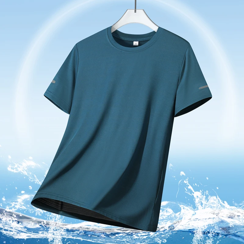 Herren-Lauf-T-Shirt, Sommer, atmungsaktiv, reflektierend, Nacht-T-Shirts, Fitness-Sport-T-Shirt, Outdoor, Joggen, Gym, Training, Sportbekleidung