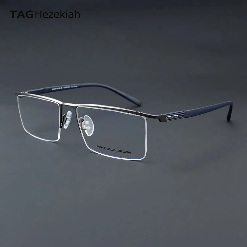 2024 Business Men Titanium Half Rim Eyeglasses Frame Ultra-Light Myopia Optical Prescription Glasses Frame New Men Eyewear 9786