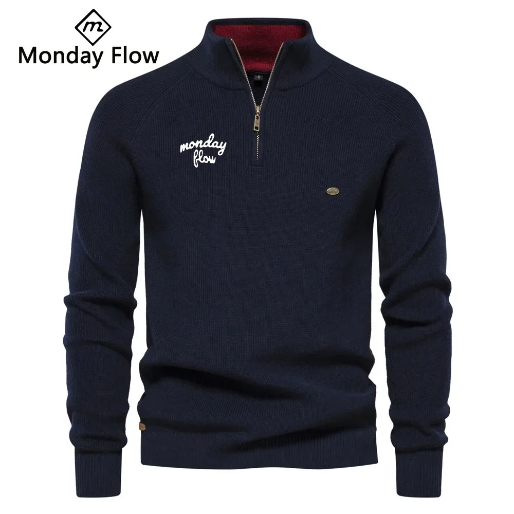 Monday Flow Autumn Golf Men\'s Outdoor Sports Versatile Cashmere Golf Sweater Comfortable Warm Golf Pullover Knitted Jackets