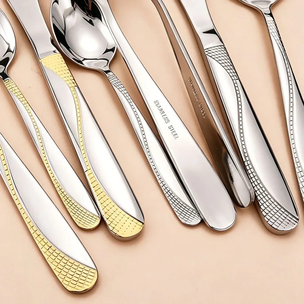 4Pcs Dinnerware Set Knife Fork Coffee Spoon Flatware Set Mirror Stainless Steel Cutlery Set Kitchen Home Tableware Silverware