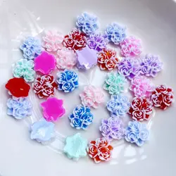 50pcs rose shaped resin Rhinestone decorative flat back DIY jewelry accessories wedding decorative resin crafts