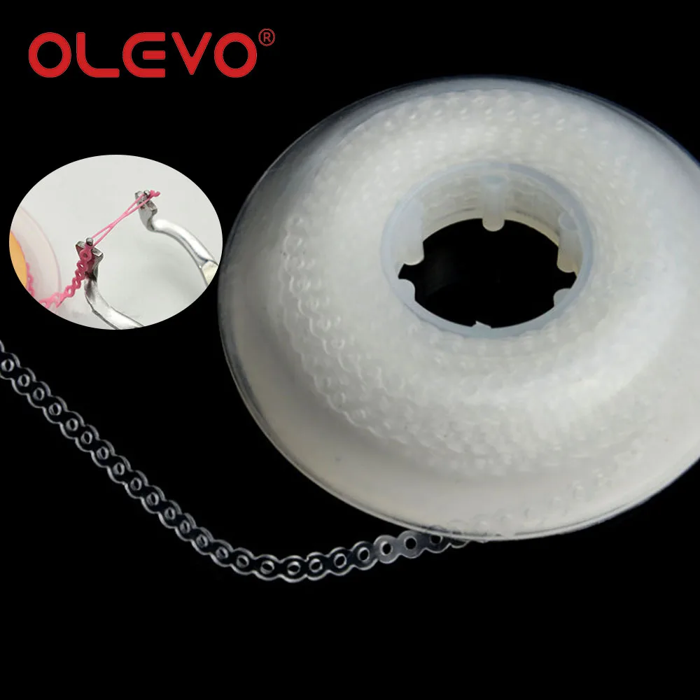 OLEVO 4.5m Dental Power Chain Orthodontics Elastic Ultra Powerchains For Teeth Braces Rubber Bands Leagues Long Short Continuous