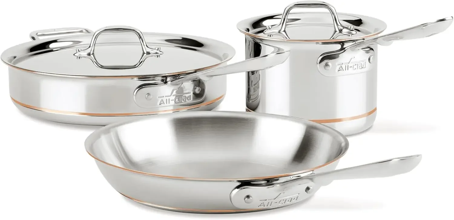 Copper Core 5-Ply Stainless Steel Cookware Set, 5 Piece, Induction, Oven Broiler Safe 600F, Pots and Pans