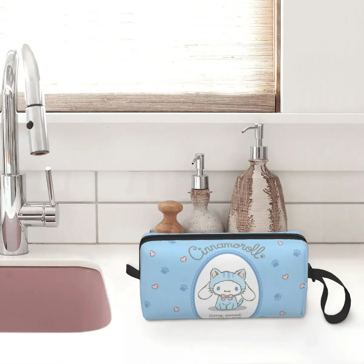 Sanrio Cinnamoroll Cute Cartoon Makeup Bags Toiletry Cosmetic Bag Trendy Travel Pouch for Purse Storage