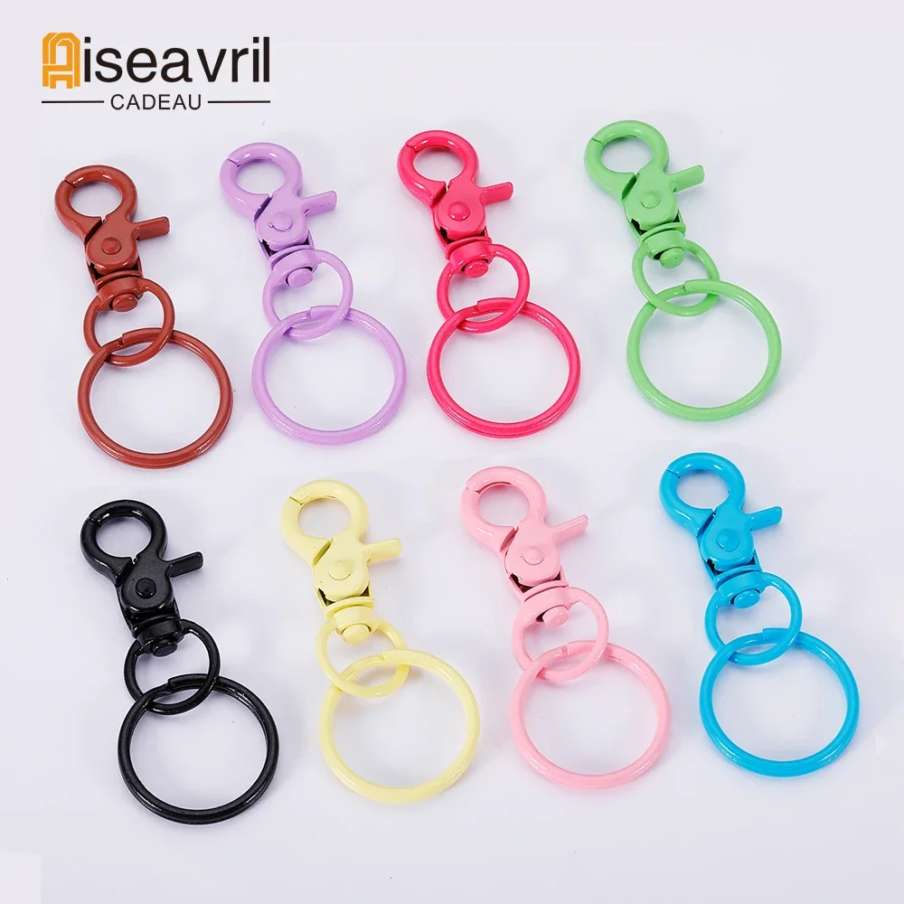 

68mm Metal Snap Hook Trigger Lobster Clasps Clips Spring Gate Leather Craft Leash Bag Strap Webbing Keychain Hooks with Ring