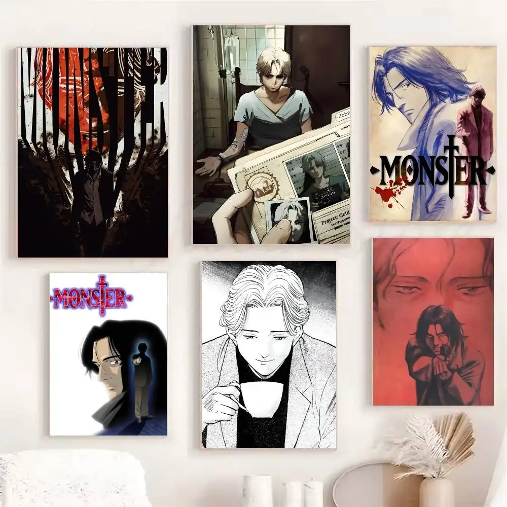 Anime Vintage Naoki UrasawaS M-Monster Posters Fancy Wall Sticker for Living Room Bar Decoration Wall Decor