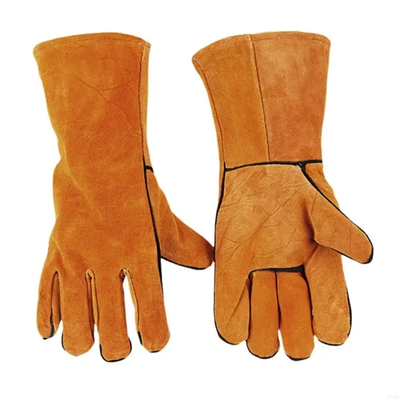 

97BA Welding Gloves Heat Resistant Gloves Durable Leather Gloves for BBQ,Oven