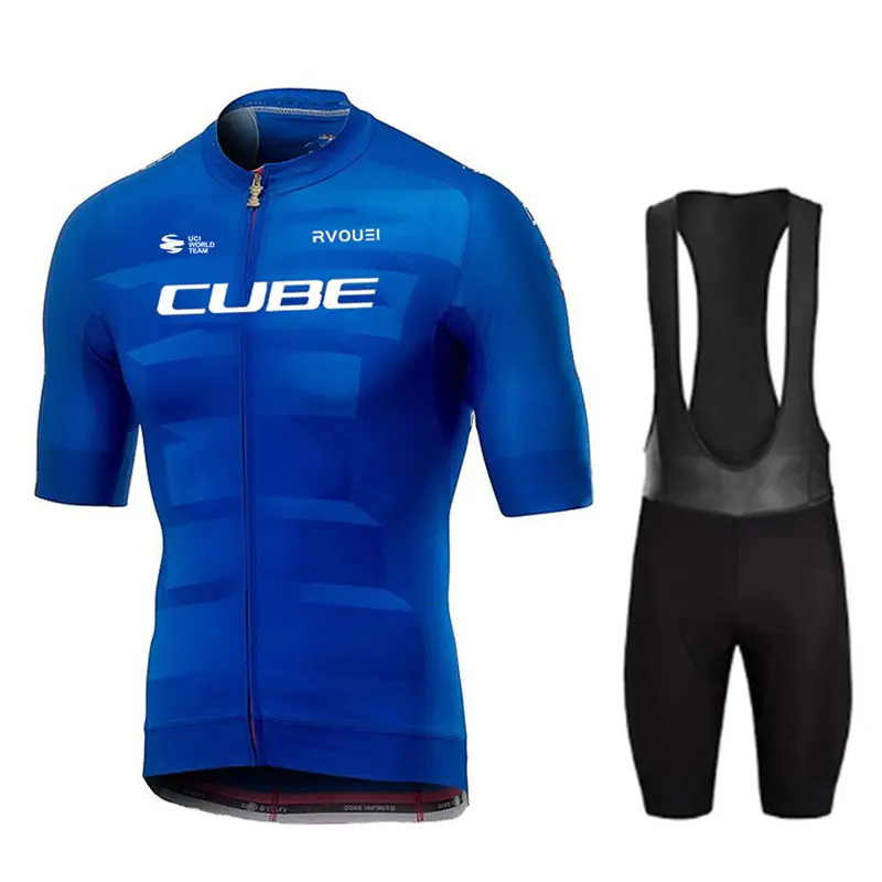 Rvouei Cube Wielertrui Set Fietskleding Zomer Korte Mouw Bike Gel Pad Bib Shorts Sport Maillot Ropa Ciclismo
