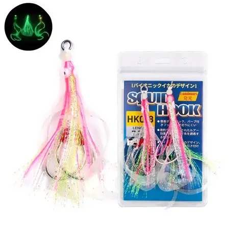 Soft Squid Skirt Bait Silicone Luminous Octopus Cuttlefish Jig Head Fishhooks Deep Sea Fishing hooks Lures