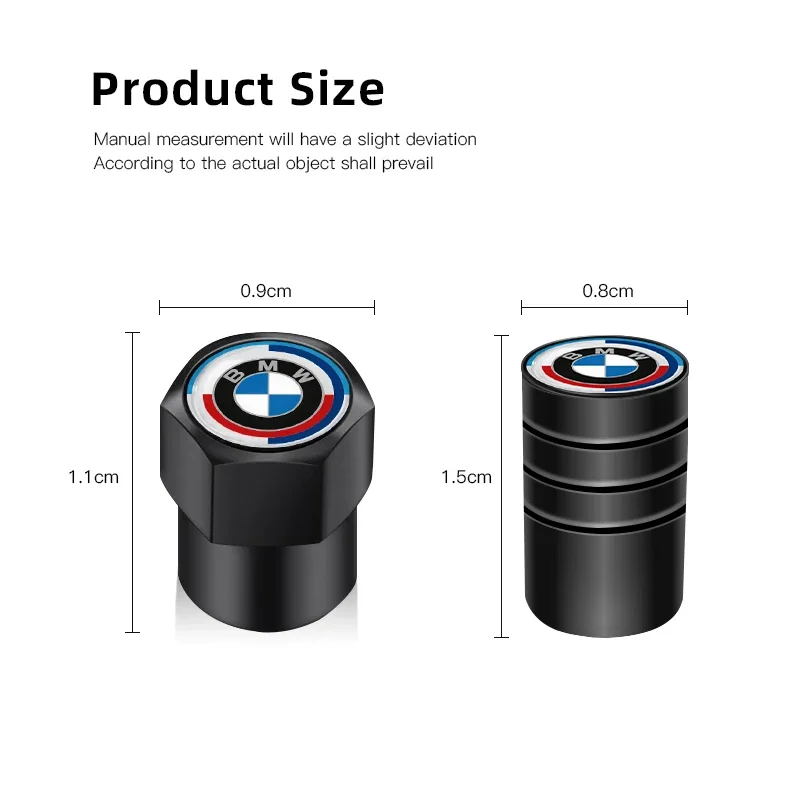 4Pcs Metal Car Wheel Tire Valve Caps Stem Case Cover For BMW X1 X2 X3 X4 E28 E90 F20 GT G30 i3 i4 G07 G42 F01 F02 M3 M4 M5 F93 view 2