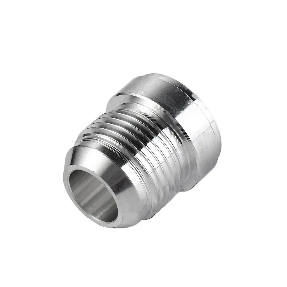 Aluminum Silver Male Aluminium Weld External Thread Round Base Straight Male Weld Fitting Adapter AN4-AN20 Silver