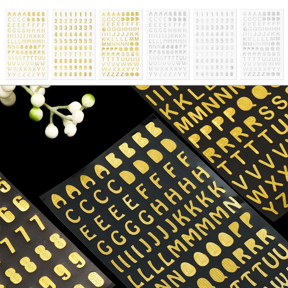 Gold DIY Scrapbook Planner Bronzing Pattern Hand Book Twinkle stickers Self Adhesive Number sticker Letter