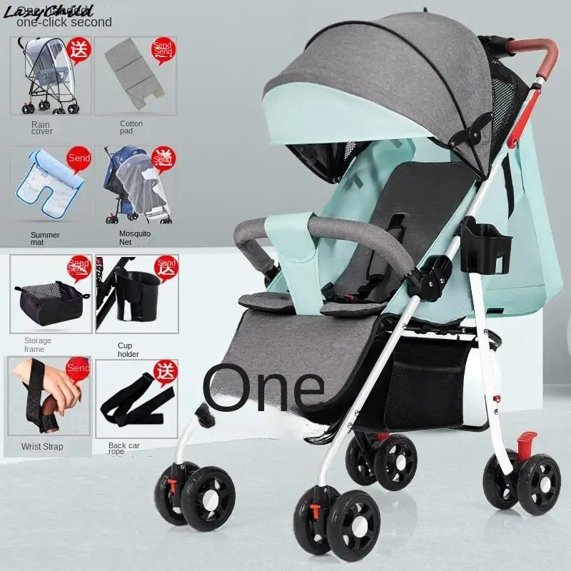 Lightweight Baby Stroller Accessories Babies Foldable Sitting Lying 3 In 1 Four Wheeled Cart One Click To Retract Drop Shipping