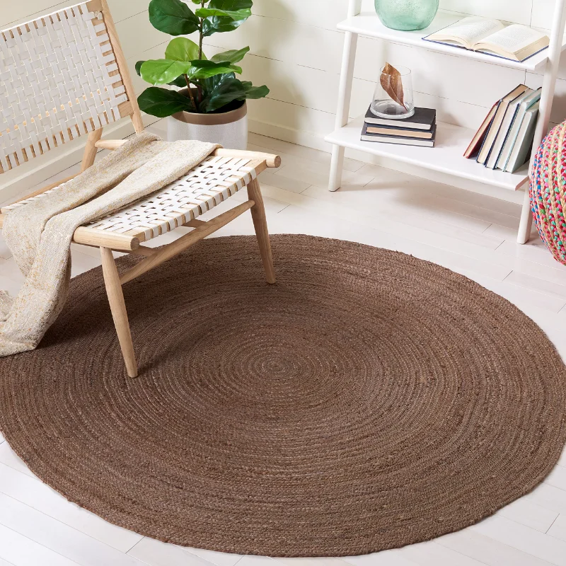 

Rug 100% Natural Jute Carpet Coffee Color Round Rug Handloom Braided Plain Decoration Home Living Room Area Floor Mat