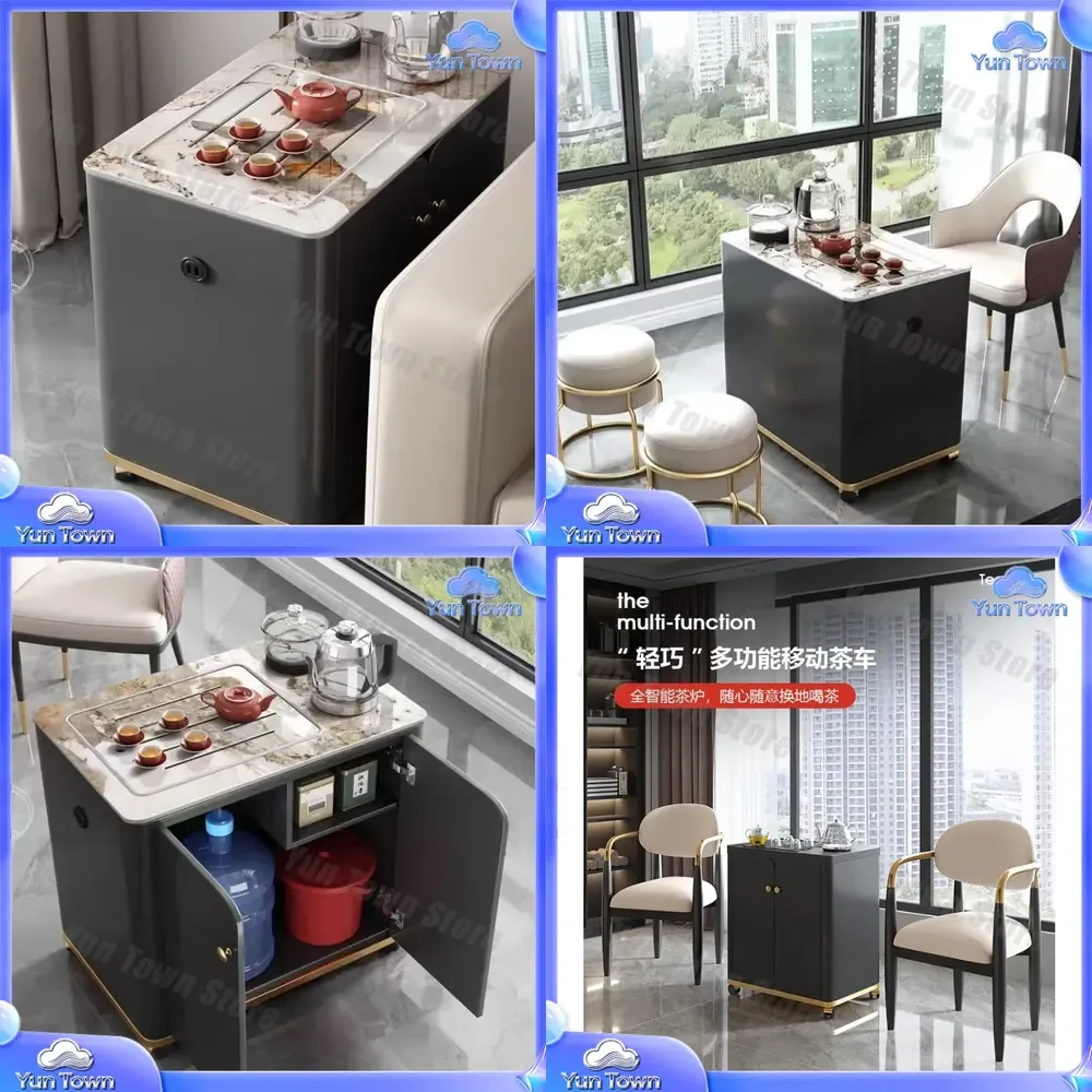 Light Luxury Modern Mini Balcony Tea Table and Chair Set for Small Spaces Simple Household Kung Fu Tea Brewing Movable Tea