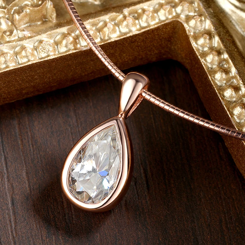 3CT D‑Color VVS1 Pear Cut Solitaire Moissanite Pendant Necklace Pass Diamond Tester 1.5MM Choker Chain S925 Sterling Silver Luxury Fine Jewelry Gift For Women Wedding Anniversary Daily Wear view 2