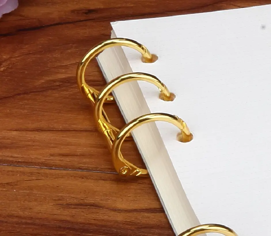 2Pcs Cirkel 3 Ringen Gouden Notebook Binding Ring Open Ring Losse-Knop Binding Clip Kalender Binding Hoop Binding ring