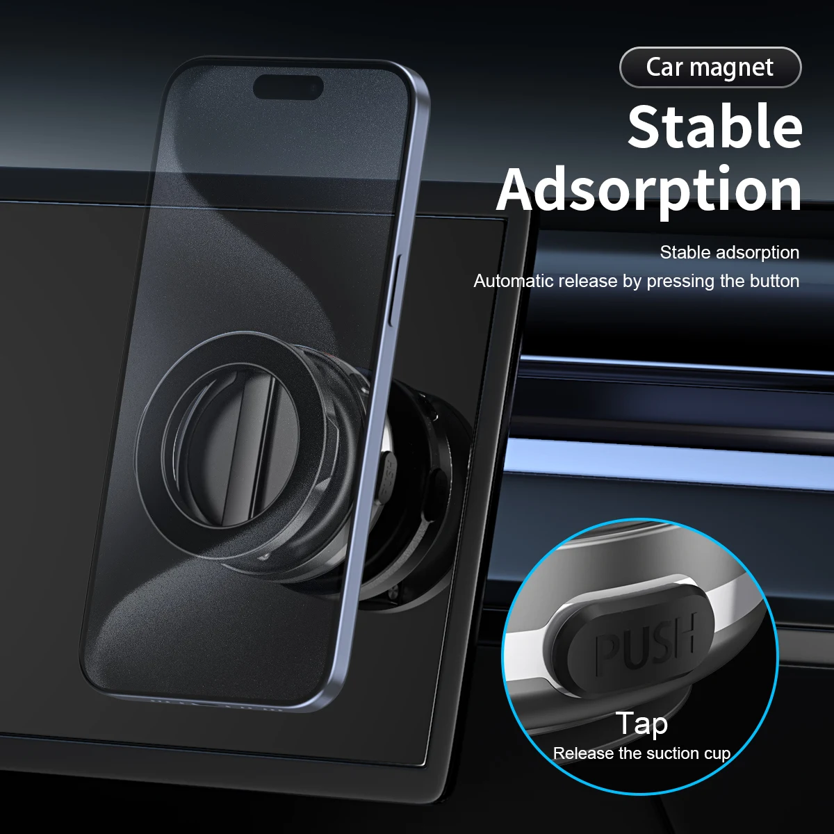 Rotatable Car Suction Phone Mount 360° Rotating Magnetic Phone Holder Vacuum Car Phone Mount for Car/Gym/Mirror/Smooth Surface
