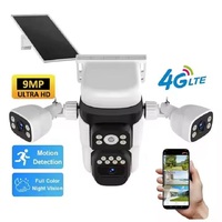 4G Solar Camera AOV 8K 9MP Outdoor Wireless Camera 8000mAh Three Lens Screen CCTV Security Protection PIR Solar External IP Cam