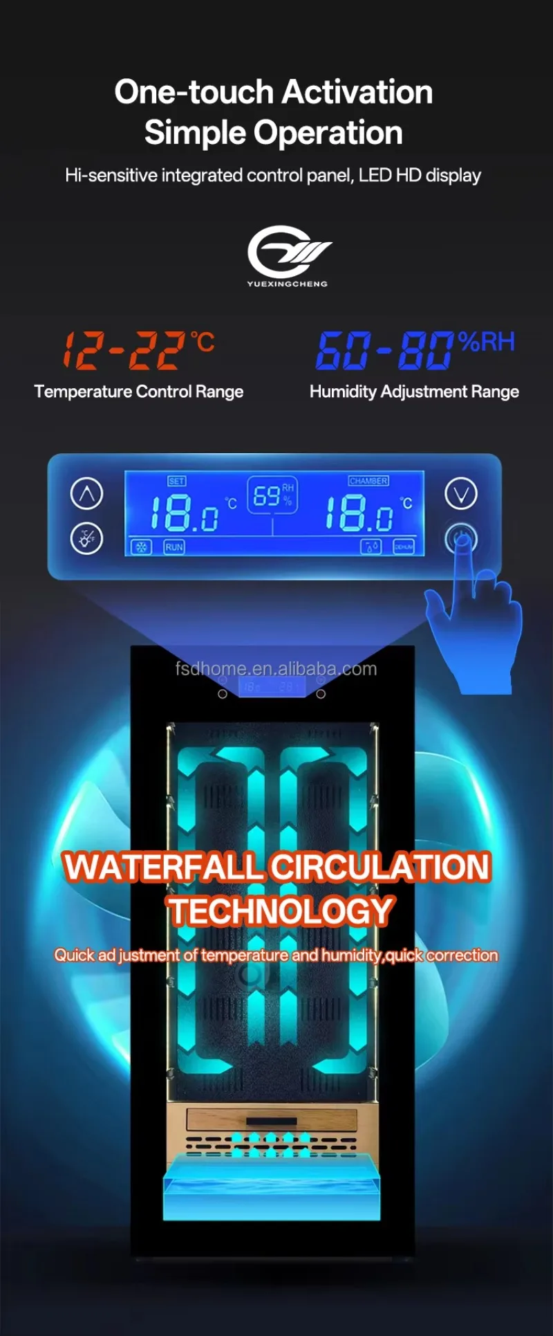 Wholesale Smart App Control WiFi Electric Humidifier Cigar Cabinet Precise Temperature Cigar Display Cabinet