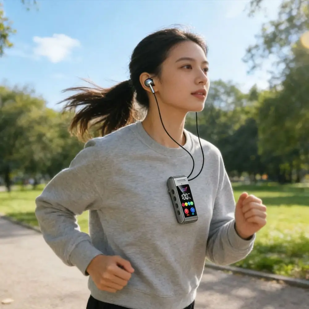 Ultra Long Battery Life Lavalier Bluetooth Earphones LED Screen Card Insertion Bluetooth Headset HD Calling Variable Sound