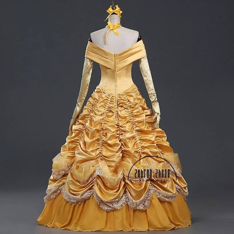 Newest Princess Belle Adult Women Costume Cosplay Costume Fancy Halloween Cos For Girls Dress