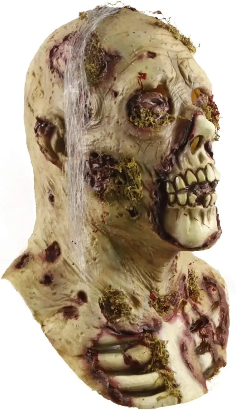 MAKEATREE Scary Walking Dead Zombie Head Mask Latex Creepy Halloween Costume Horror Adult Halloween Decoration Props 3