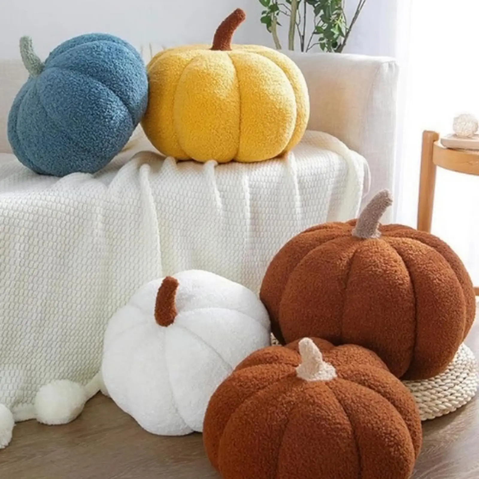 Simulated Pumpkin Pillow, Halloween Pumpkin Throw Pillow Cushion, 3D Pumpkin Shaped Pillow, Fall Decorations Stuffed Pillows