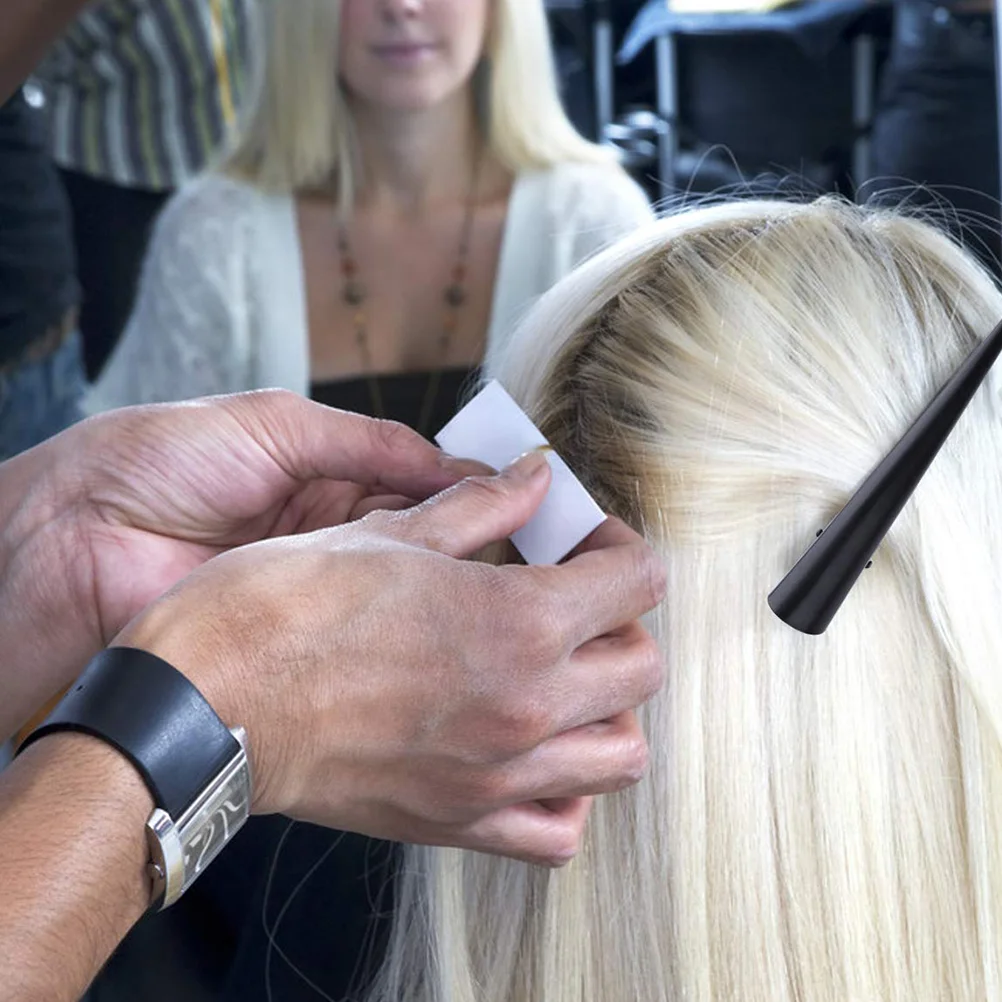 Pinzas para el cabello de cocodrilo con pico de pato, pasadores de cuerno grandes para metal grueso, metálico, negro, separado