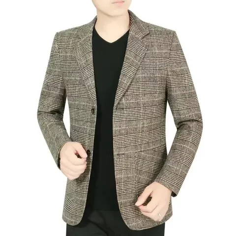 

Мужской костюм Fce на подкладке Thiened, осенне-зимний деловой повседневный приталенный однобортный длинный костюм-свек, пальто, теплая верхняя одежда