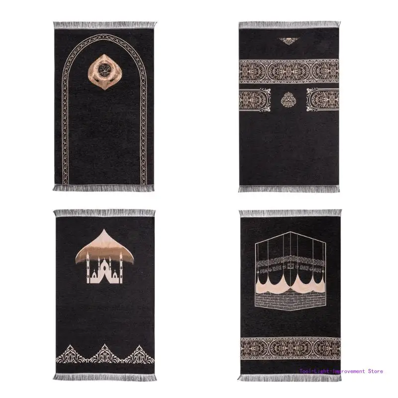 C63E Muslims Carpet Blanket Prayer Rugs Tapete with Tassels Islamic Mat Blanket Unique Lap Rugs Church Home Decors 100x70cm