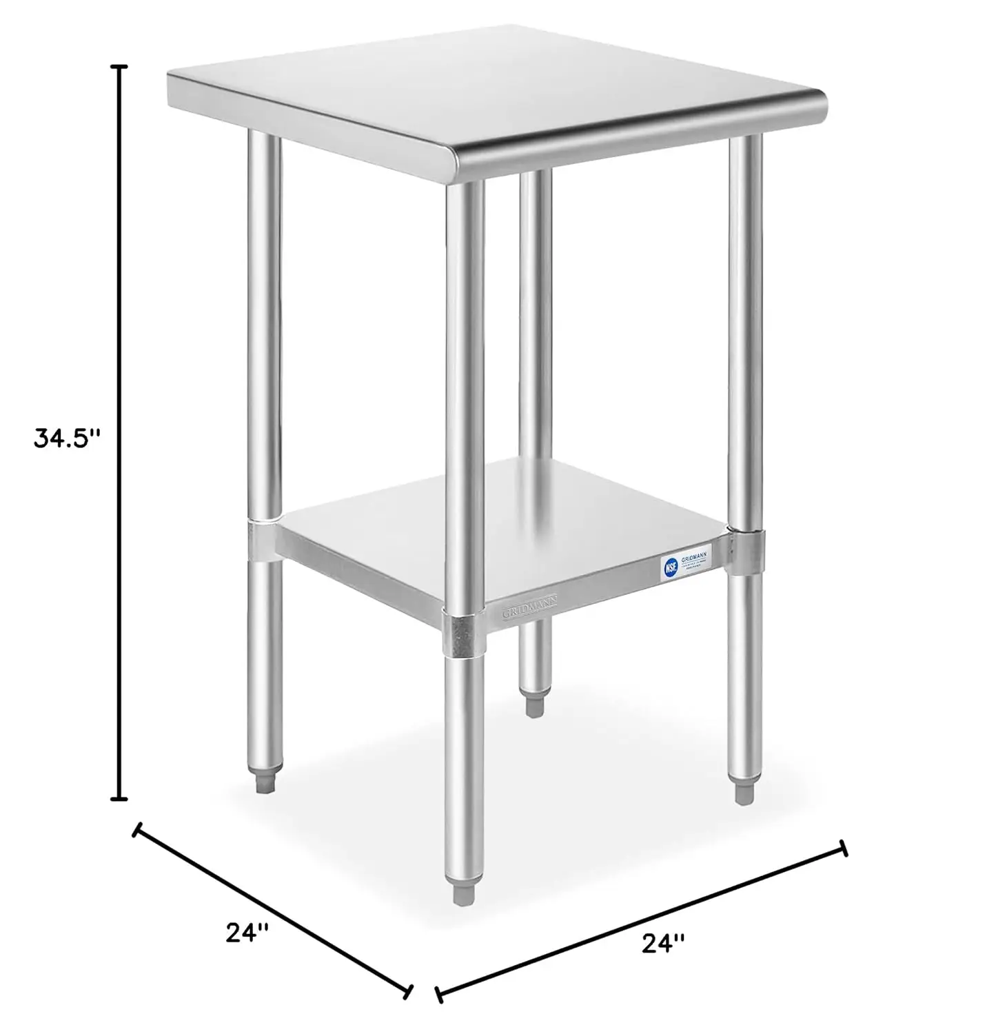 Stainless Steel Work Table 18 x 24 Inches, NSF Commercial Kitchen Prep Table with Under Shelf for Restaurant and Home