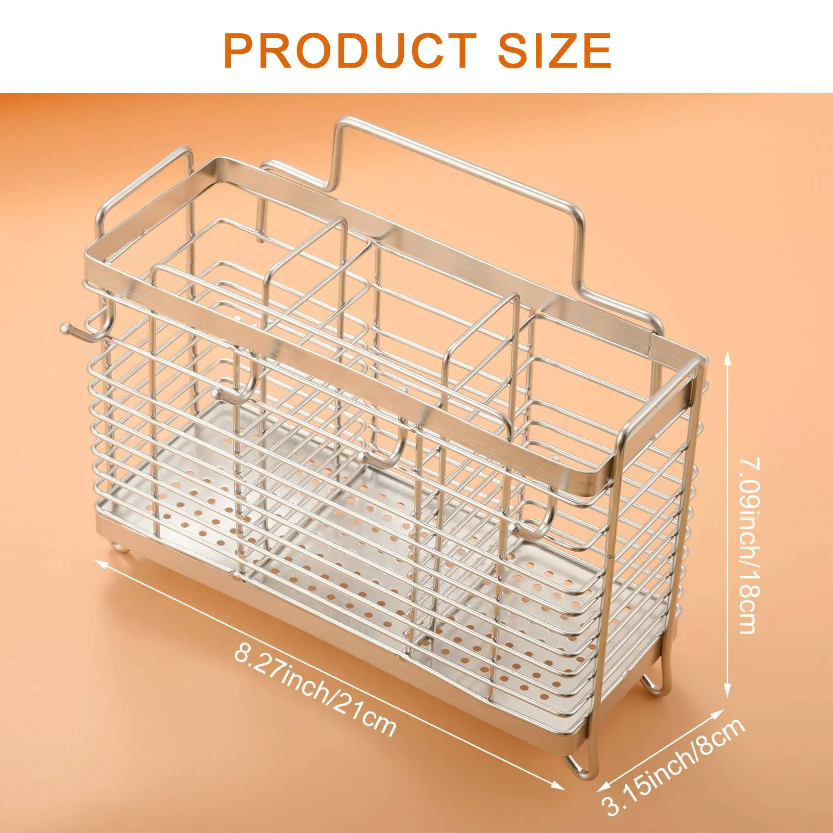 

Kitchen Hanging Stainless Steel Chopsticks Spoons Fork Cutlery Holder Organizer Rack Drainer Storage
