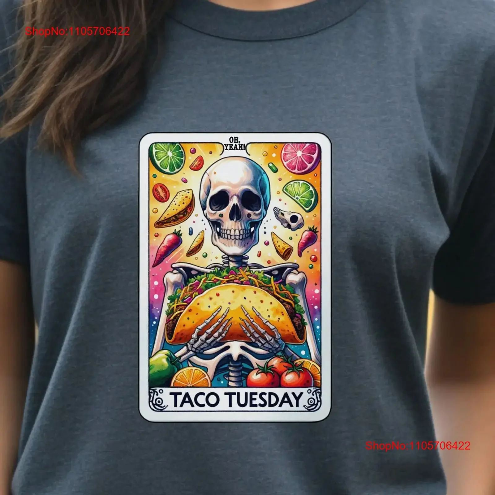Funny Taco T Shirt Tarot Card Mexican Party s Food Lover Tuesday Witchy vintage Washed Top For Everyday Wear streetwear