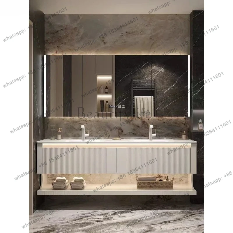 

Slate Double Basin Bathroom Cabinet Combination Toilet Hand and Face Wash Table Basin Cabinet