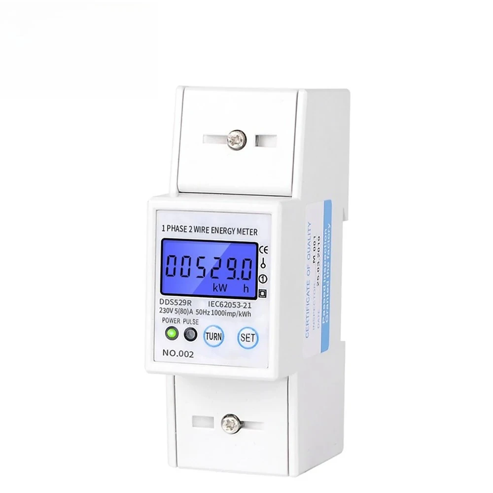 

Интеллектуальный счетчик электроэнергии RS485, однофазный 2-проводной счетчик энергии, монтаж на DIN-рейку, ЖК-дисплей с подсветкой, переменный ток 230 В, 5-80 А