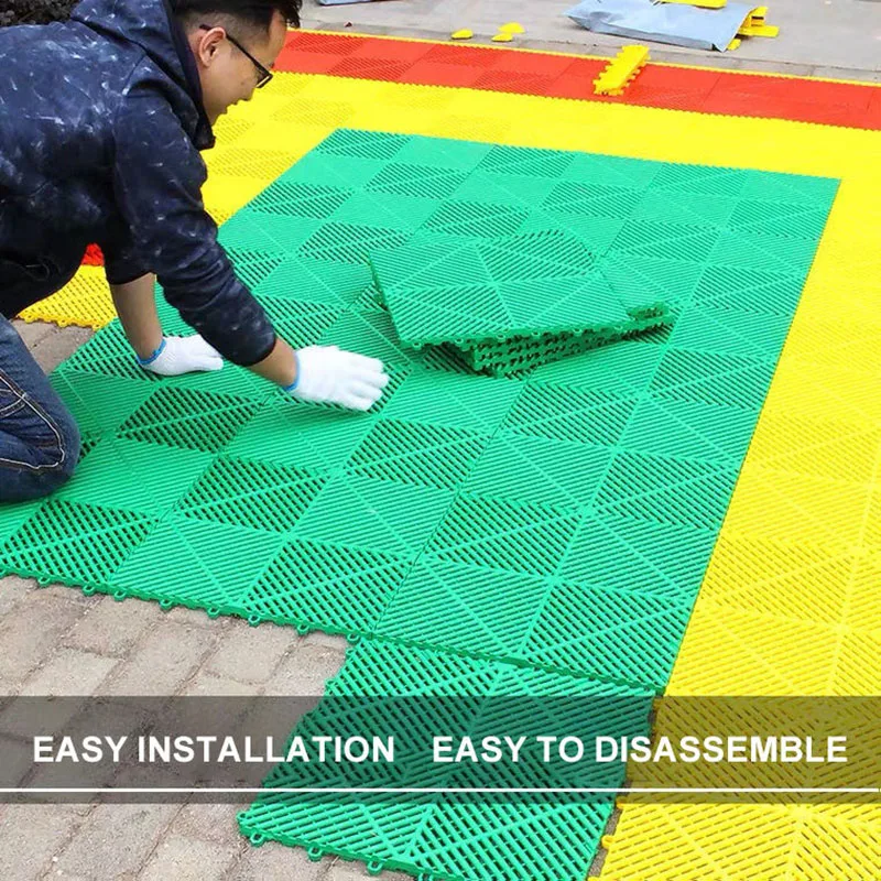 Multi-purpose Anti-slip Indoor Interlocking Pvc Workshop Flooring Checkered Garage Floor Tiles Car wash shop