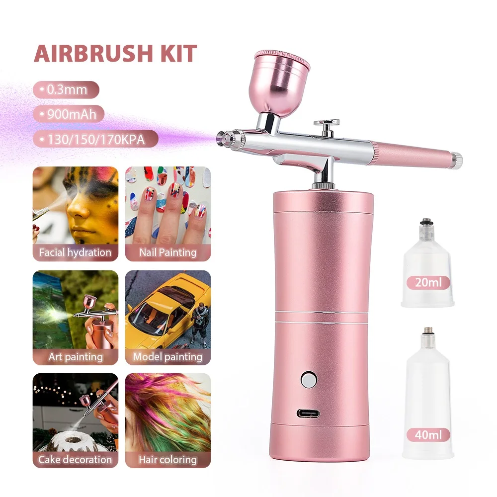 0.3mm Nozzle Single Action Airbrush with Compressor Kit Air-Brush Paint Spray Gun for Cake Make-up Nail Tools Set