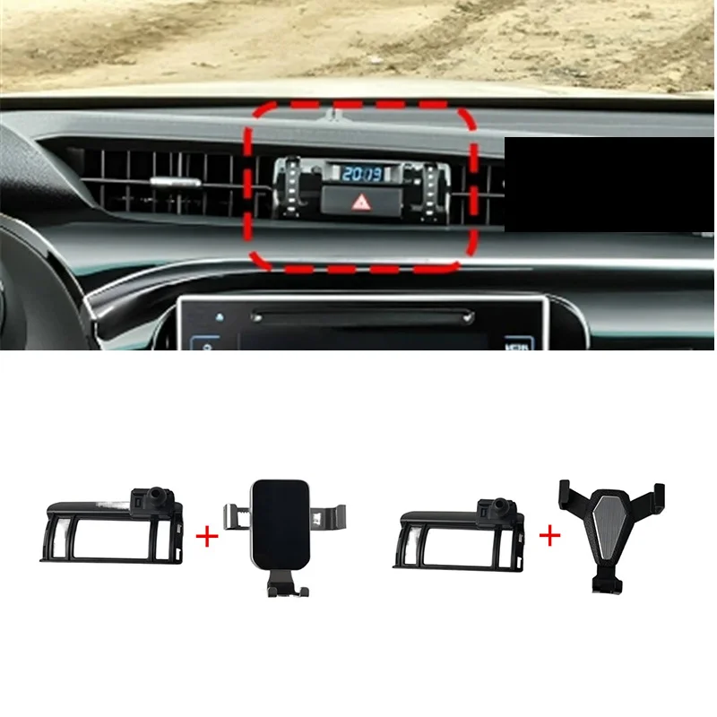 1Lot ABS Material For 2015-2022 Toyota Hilux Special Car Phone Holder Fixed Bracket Stand Mobile Gravity Linkage