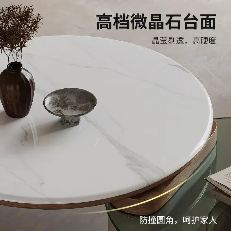 طاولة قهوة دوارة متعددة الوظائف من حجر الكريستالات الدقيقة #4