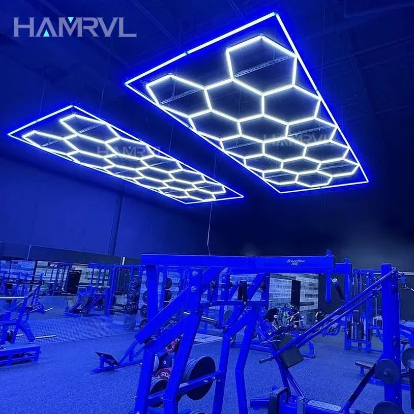 Led lights hexagon Ceiling Light Frame / RGB Colored Auto Car Show Room Car Detailing Car Studio Hair salons, shops Customized