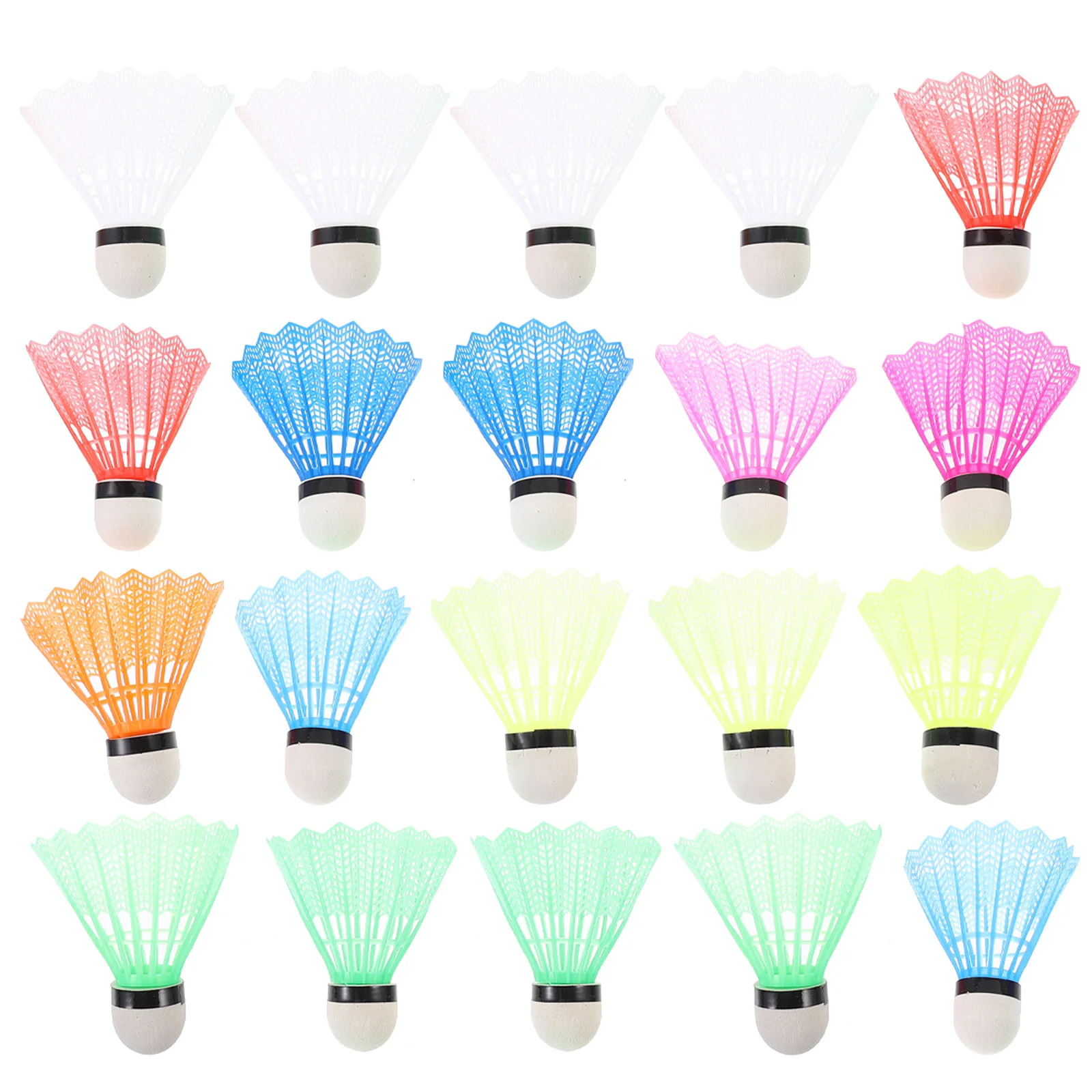 20pcs Advanced Plastic Badminton Colored Shuttlecocks Rainbow Ball Sports Gadget Sports Accessories for Sports Outdoor (Mixed