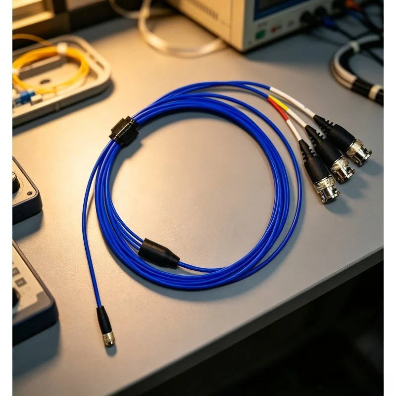 For PCB Triaxial Vibration Accelerometer Sensor Cable 1/4-28UNF to BNC 4-Core Signal Connector