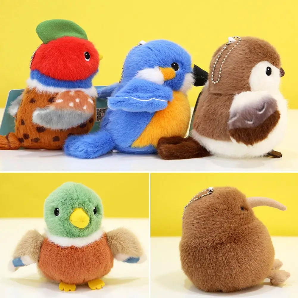 Mini Oiseaux Réalistes avec Nid en Peluche, Jouets Animaux Réels, Poupées Perroquet Calopsitte, Jaune, T W8m5