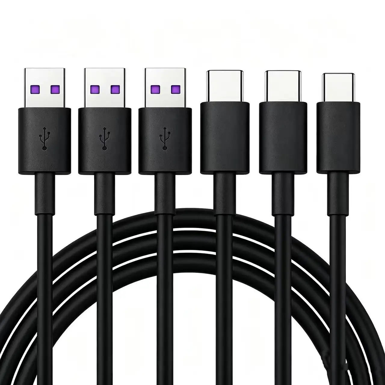 3pcs USB 5A Type C Cable For Huawei P30 P20 Pro Mate 60 30 20 10 RS 1/1.5/2 M SuperCharge Type C Cable Fast Charging Data