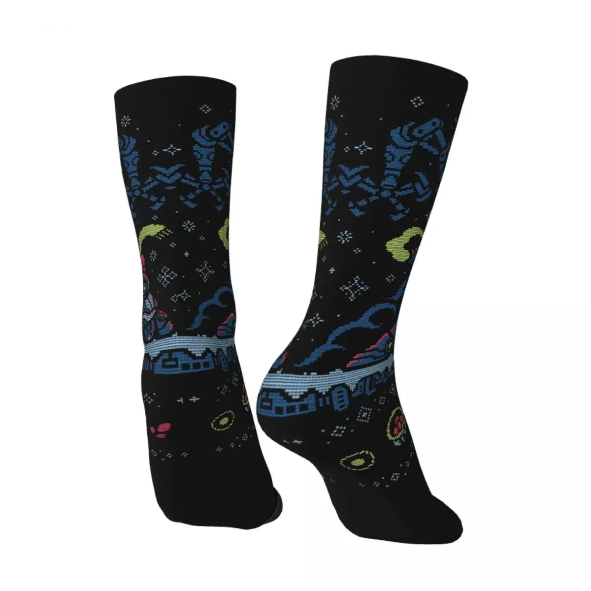 Funny Happy Men's Socks Fight Art Vintage Harajuku Metroid Zero Mission Game Hip Hop Novelty Seamless Crew Sock Gift Printed