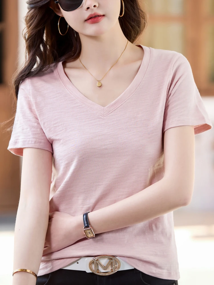 

Short Sleeve T-shirt Women O Neck Tees Casual White Tshirts Loose Tops Mujer 2025 Summer Korean Style Woman Clothing